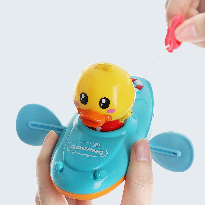 Kinderen Bad Water Spelen Speelgoed Ketting Roeiboot Zwem Drijvende Cartoon Eend Baby Vroege Educatie Badkamer Strandgeschenken