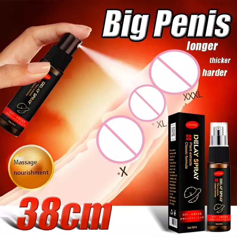 Spray anti ejaculação precoce para homens, brinquedo sexual para ampliação do pênis, duradouro, uso externo, atraso de 60 minutos, 20ml
