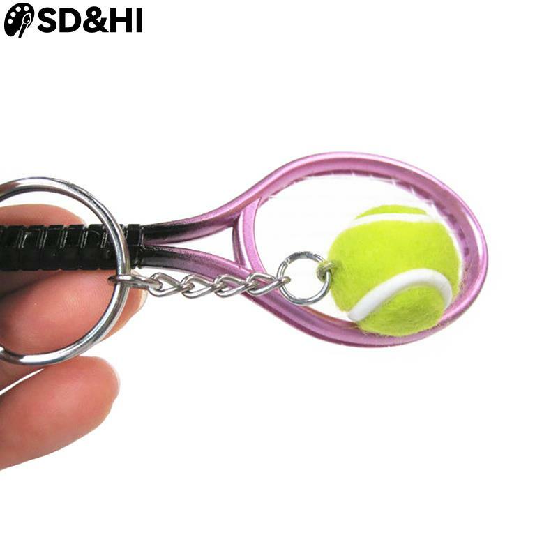 Llavero con colgante de Mini raqueta de tenis, accesorio para llavero, buscador de anillo, regalo para fanáticos adolescentes