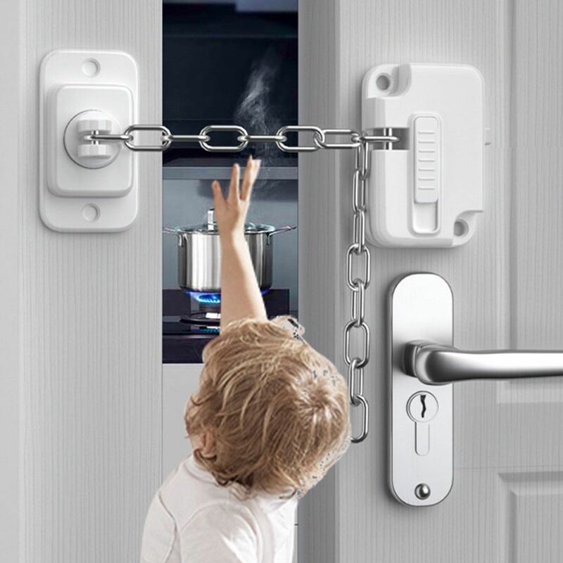 Stainless Steel Window Lock Child Safety Chain Window Stopper Protection Lock Adjustable Door Window Anti-theft Chain