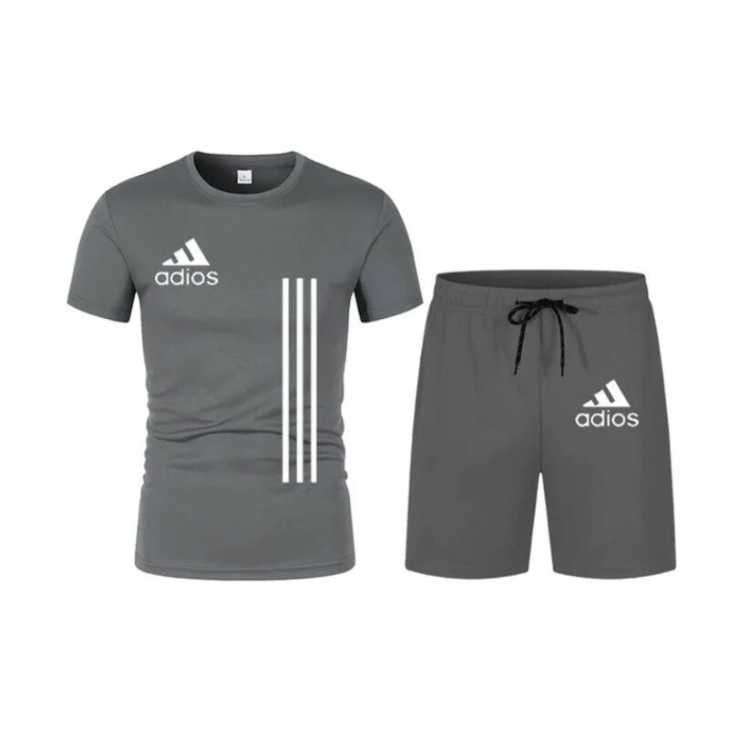 Комплект спортивный мужской, дышащая быстросохнущая футболка и шорты, комплект для фитнеса, игры, баскетбола, лето
