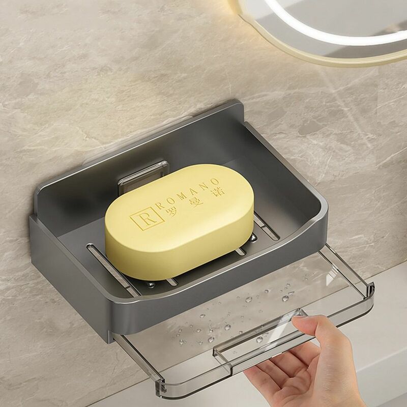 Self Adhesive Soap Holder Creative With Drain Water Punch-Free Soap Dish Removablea Drainage Soap Storage Tray Kitchen