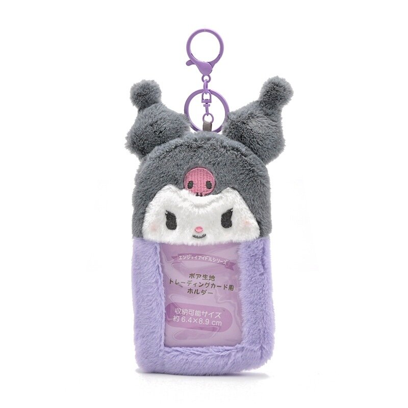 Kawaii Sanrio pluszowy dowód osobisty Kuromi Hello Kitty posiadacz karty Album fotograficzny Cinnamoroll torba brelok do kluczy z ozdobą studencka okładka prezent dla dzieci