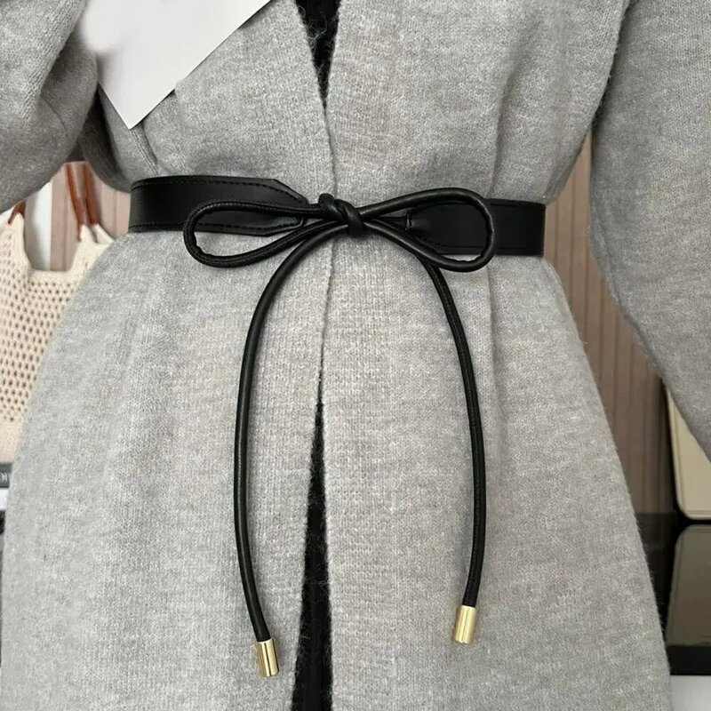Cinturón ajustable de piel sintética con cordones para mujer, cinturón de cintura para suéter, vestido, abrigo, estrecho para decoración, resistente al desgaste