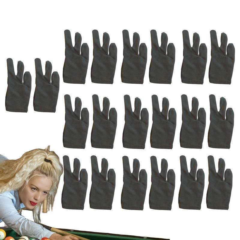 20 шт., дышащие перчатки для бильярда с 3 пальцами