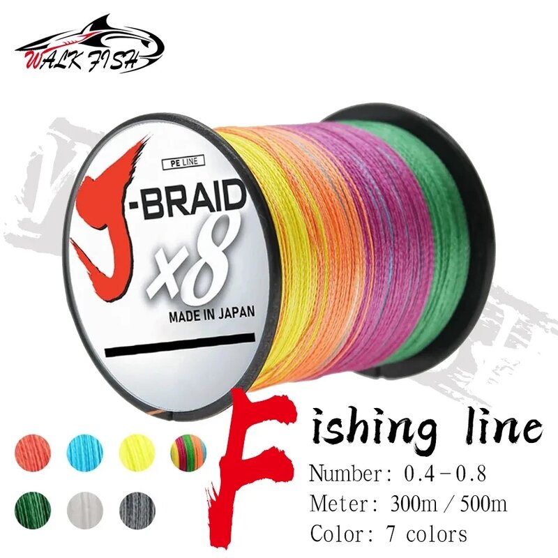 WALK FISH Japan 8X Fishing Line 300M 500M 8 Strands Braided Fishing Line Multifilament PE Line for Carp Fishing Wire