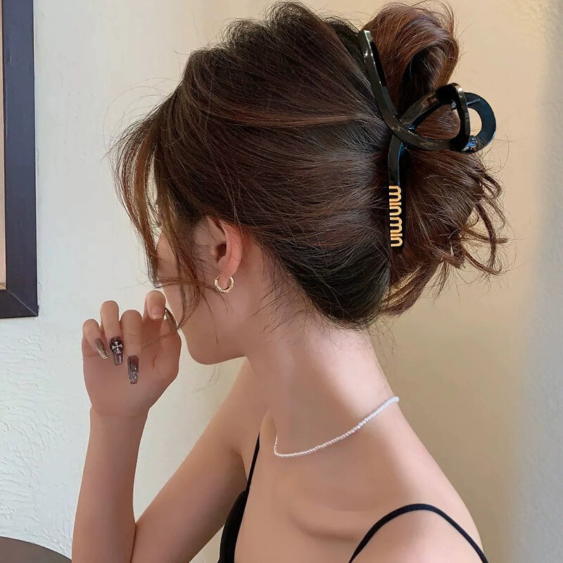 Schwarzer Buchstabe Haars pange für Frauen Mode Französisch elegante Haars pangen große Haar Krallen clips Mädchen Haarnadeln koreanische Haarschmuck