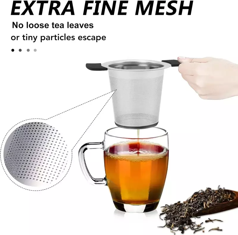 Ситечко для чая из нержавеющей стали, многоразовое ситечко с двойными ручками, фильтры для чая и кофе