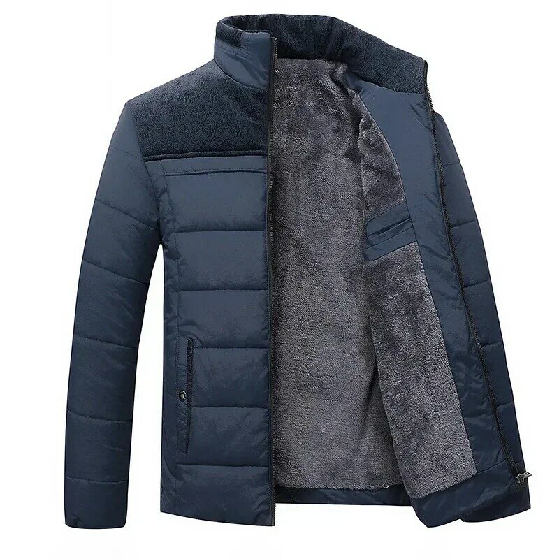 Куртка мужская с воротником-стойкой, модное пальто Паркер, теплая толстая верхняя одежда на молнии, стеганое пальто для мужчин, зимняя утепленная плюшевая парка