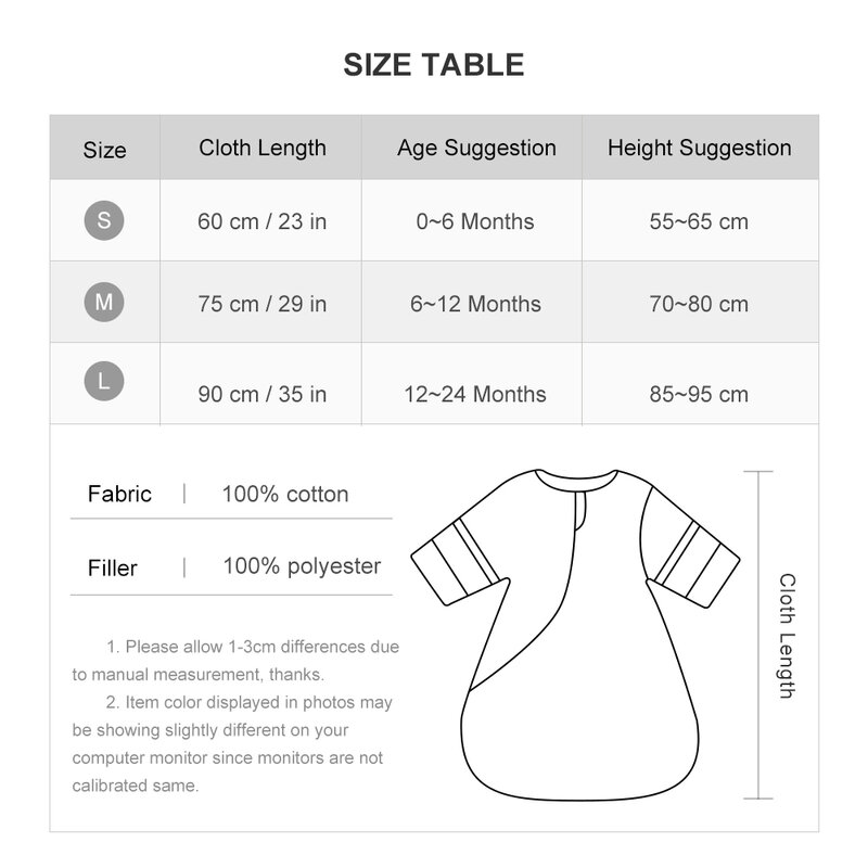 Sleeping Bag For Babies 0-24Months Thicker Winter Sleep Sack Removable Sleeves Kids Anti-Kick Prevent Cold Baby Blanket 3.5Tog