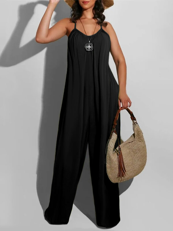 LW Cami adt-Combinaison d'été décontractée sans manches pour femme, vêtement ample avec poches, couleur unie, nouvelle collection 2024