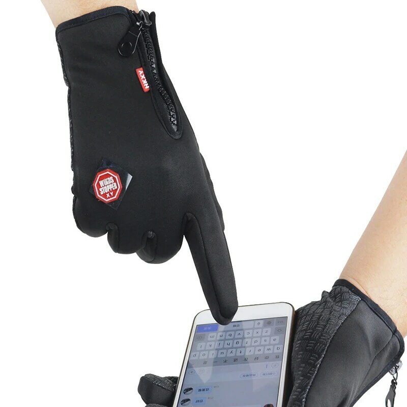 1 paio di guanti Touchscreen caldi e impermeabili per gli sport invernali guanti caldi da sci all'aperto in pile da uomo e da donna