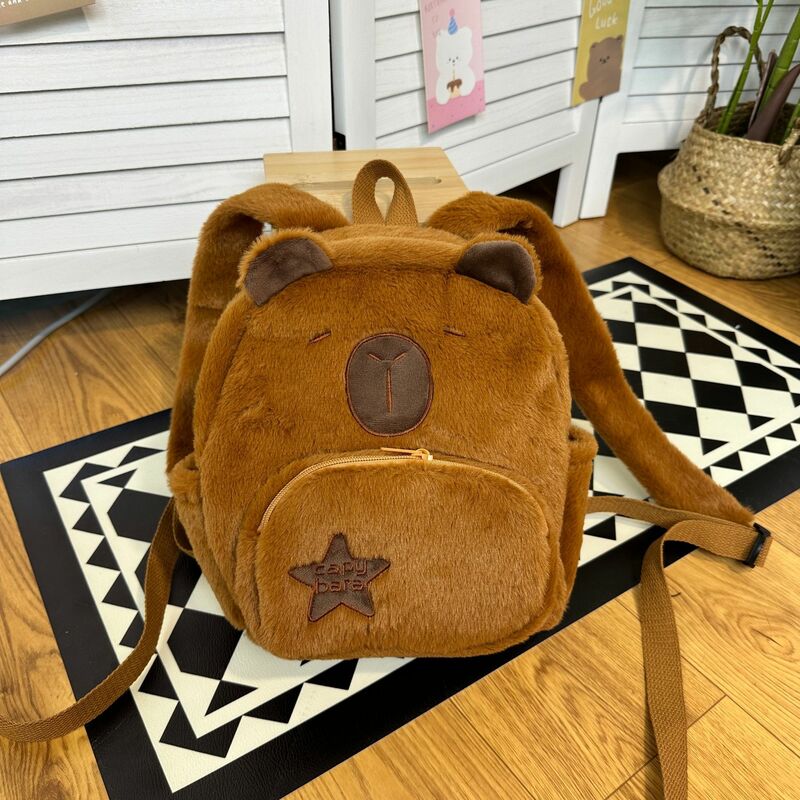Capybara 봉제 인형 배낭, 귀여운 다목적 봉제 가방, 여성 만화 학생 배낭, 2024 신제품