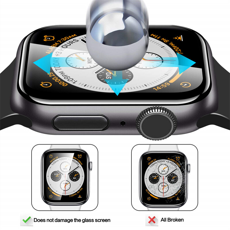 Filme protetor para Apple Watch, Protetor de Tela Curvo 3D, iWatch Série 9 8 7 SE 6 5 Ultra, 44mm, 45mm, 40mm, 41mm, 42mm, 44mm, 49 milímetros