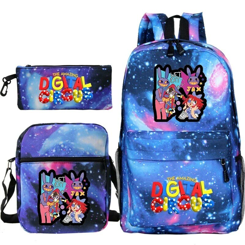 The Amazing Digital Circus School Bags 3pcs Set Girls Boys Cartoon Bookbag zaino per bambini borsa a tracolla Anime Pomni Daypacks