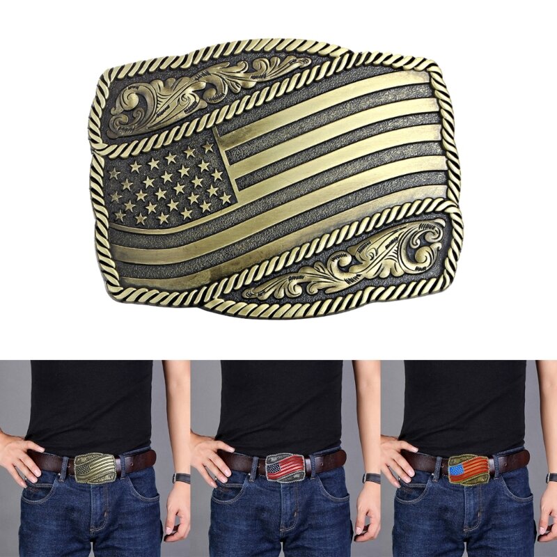 Relief America Flags Pattern Belt Buckle Adult Unisex Clothing Accessories Western Style Buckle for DIY Belt Supplies