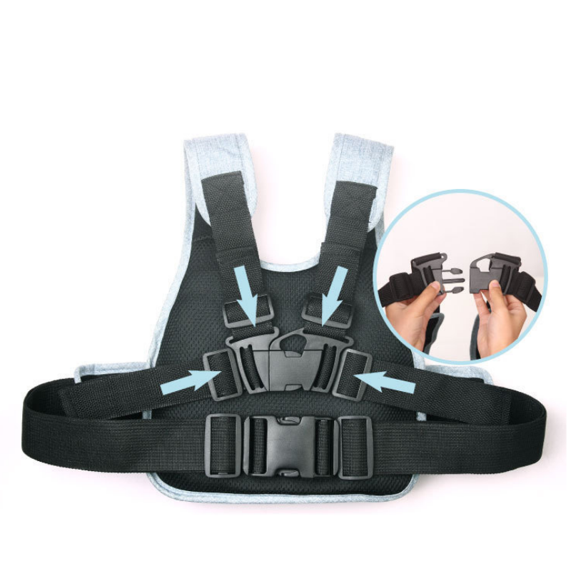 Cinturón de seguridad ajustable para niños, cinturón de seguridad con arnés de correa, tira reflectante plegable, bolsa de almacenamiento