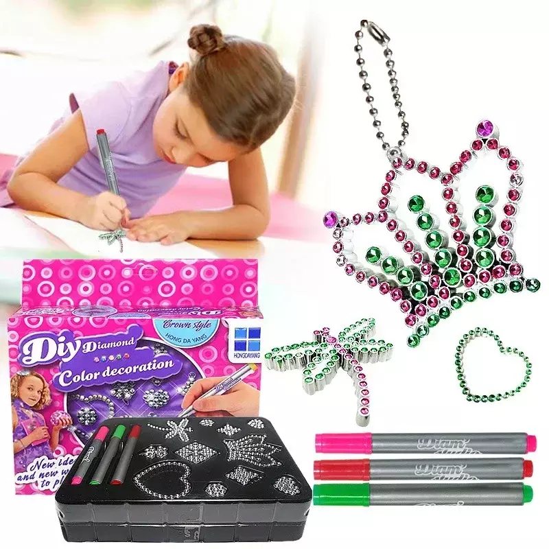 Neue Möglichkeiten, um DIY Diamant Farb dekoration Set Spielzeug farbe lernen Färbung Zeichnung Ornament Spielzeug Kind Mädchen Geschenk zu spielen