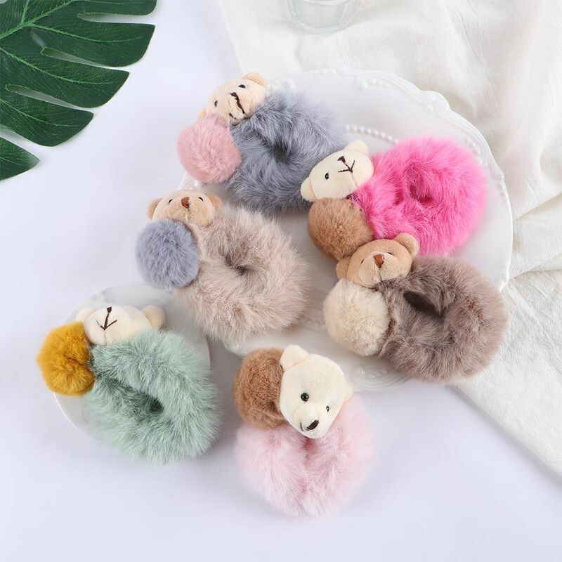Fashion New Plush Bear Elastic Lovely Cute Rubber Bands Ponytail Holder Hair Accessories Hair Rope