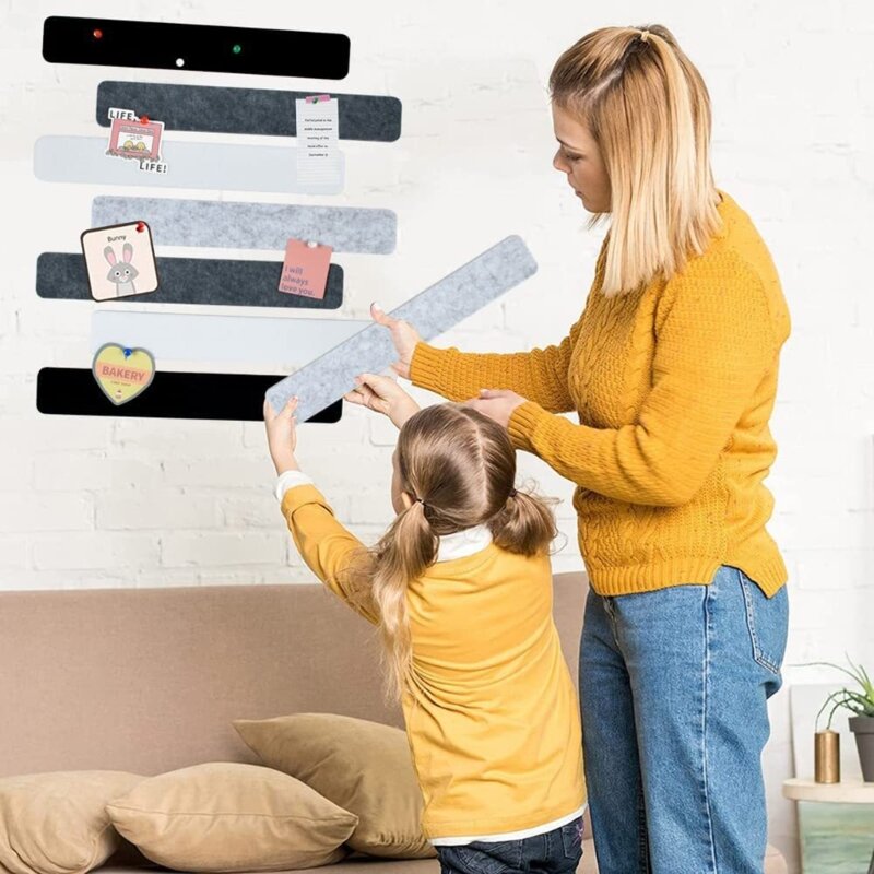8x Self-Adhesive Bulletin Board Bar Strips with Push Pins for Office School Home