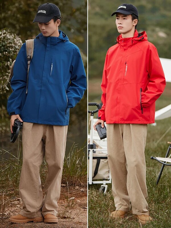 Spring Autumn Casual Jacket Men/Women Outdoor Waterproof and Windproof Hooded Windbreaker Coats