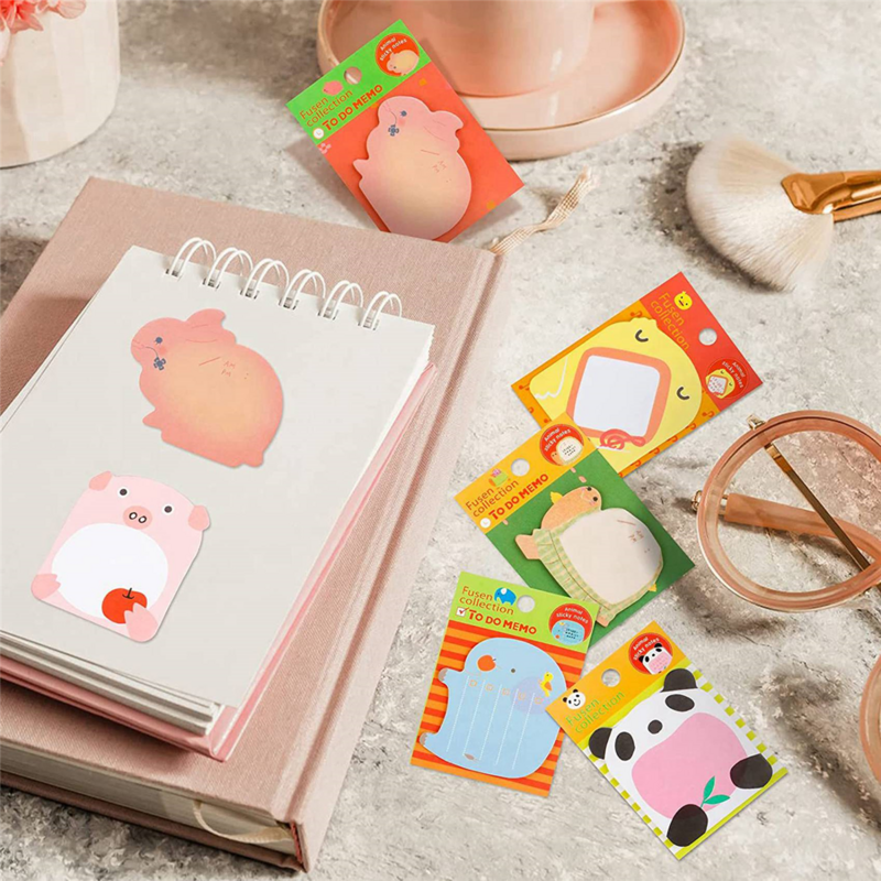 Cute Mini Animal Sticky Notes Set, Memo Pad auto-adesivo, colorido, bonito, 640 folhas, 32 pcs