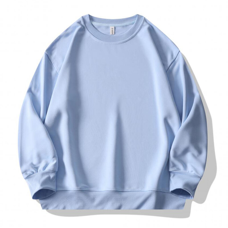 Drop Shoulder Crewneck Sweatshirt para homens, camisas de suor liso, manga longa, moda, atacado