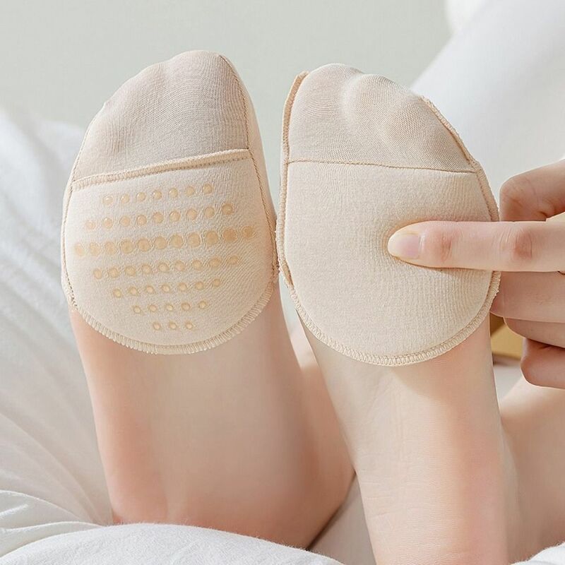 Elastyczne skarpety na przednią stopę kapcie niewidoczne miękkie skarpetki na pół stopy silikonowe bawełniane wyroby pończosznicze kobiet