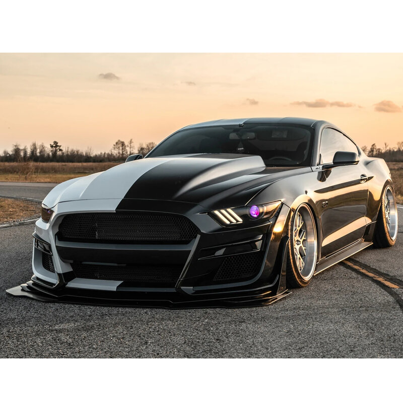2 Buah untuk Ford Mustang 2015-2021 Spliter Sayap Spoiler Sudut Bumper Depan Mobil GT500 Gaya Dimodifikasi W AMPP Matte Hitam ABS