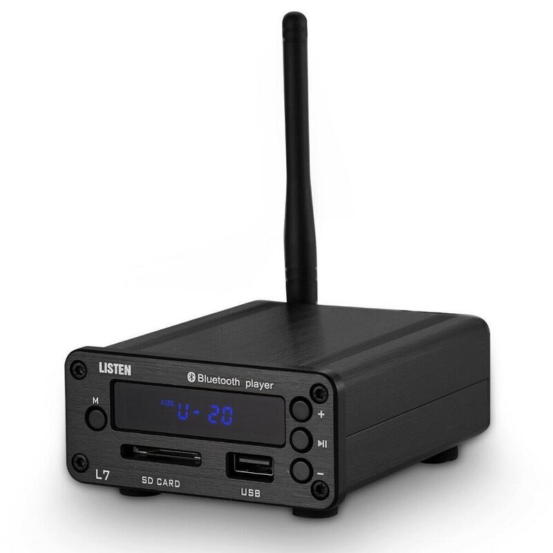 HiFi Bluetooth 5.0 Receptor, Pré-amplificador de áudio estéreo DAC, USB Music Player, Rádio FM, Headphone amp, Suporta U-Disk SD, Novo