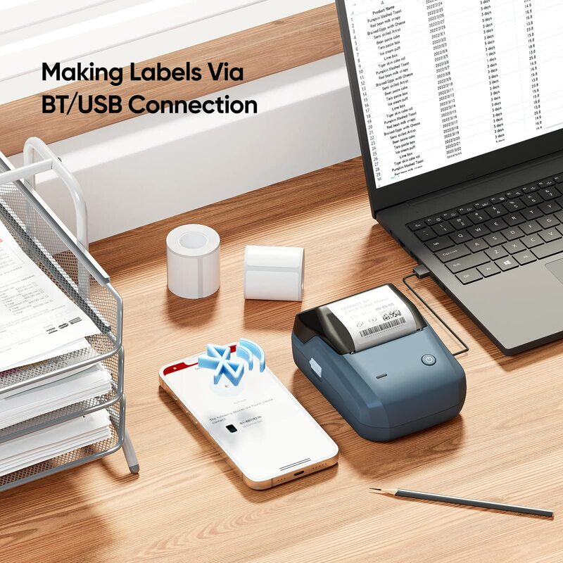 Niimbot-impresora de etiquetas portátil B21, Mini máquina de impresión térmica de bolsillo con Bluetooth para teléfono, uso doméstico y de oficina