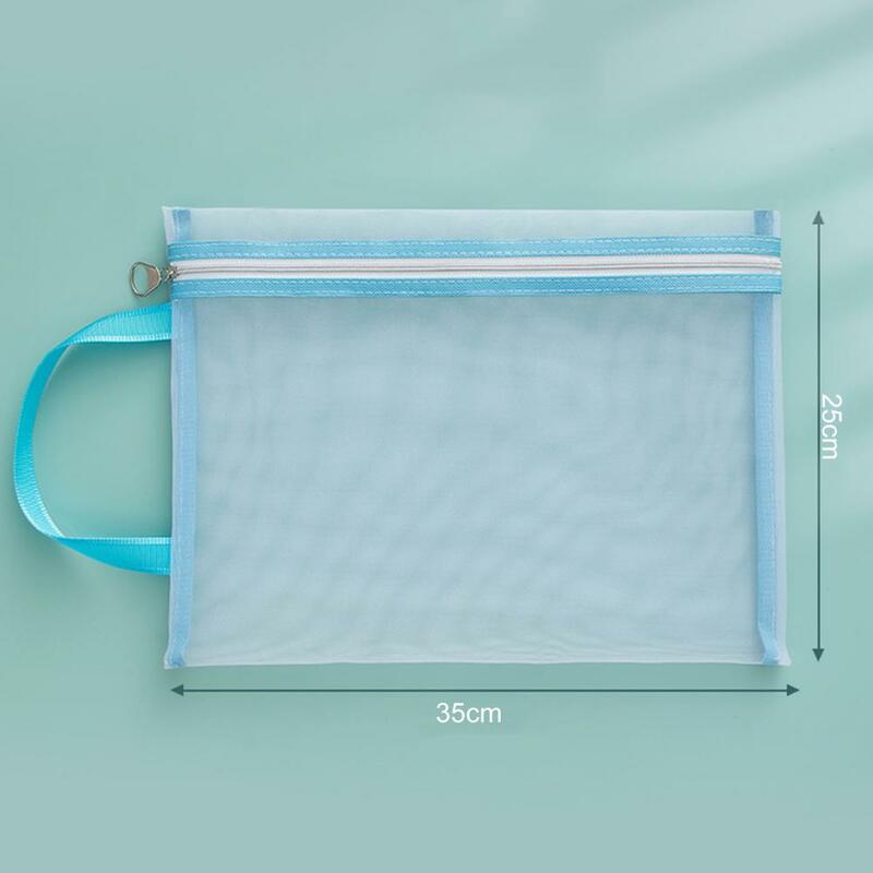 Soporte de archivo A4 de nailon transparente, organizador de documentos portátil ligero, bolsa de malla con cremallera, suministros escolares