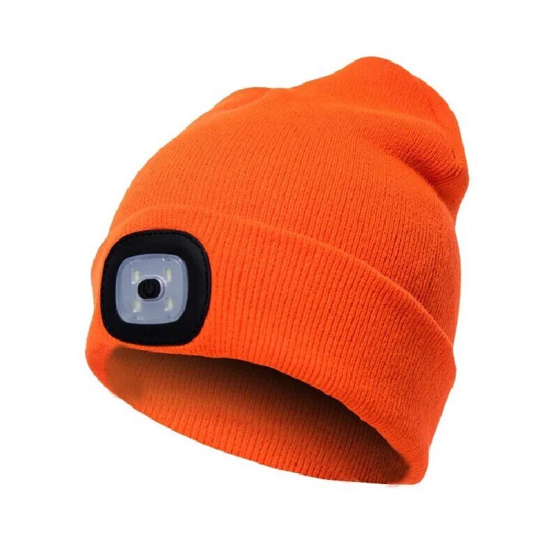 Gorros para homem sólido malha chapéu com iluminação led hip-hop estilo boinas portátil quente bonnets de lã para mulher atacado