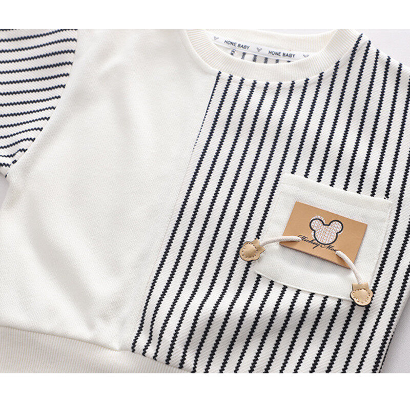 Nowa wiosna jesień moda niemowlę dziewczynka ubranka dzieci chłopcy koszulka w paski maluch strój niemowlęcy odzież sportowa dla dzieci