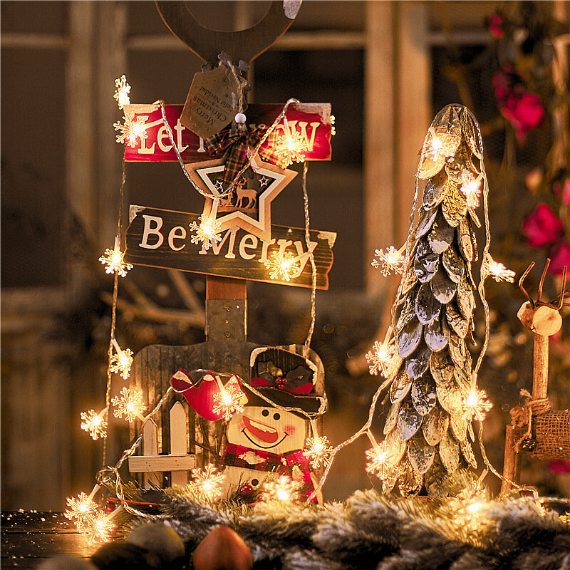 Рождественское украшение 2023, гирлянда со снежинками, шариками, вишней, луной, светодиодная лампа-гирлянда, уличная гирлянда, праздничное освещение, новый год
