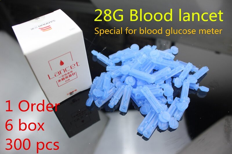 300 (6 صناديق) الإبر عصا تدليك استخدام للقلم المتاح العقيمة lancets أساطيل تنفيس استنزاف واخزة الدم مخصصة 28G