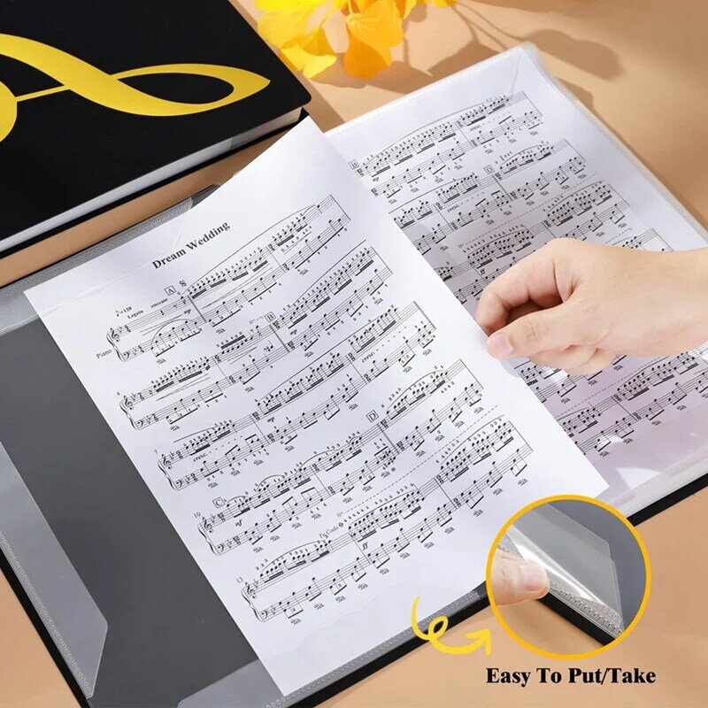 Noten ordner, 60 Seiten, Noten/Halter, passend für Buchstaben größe a4, beschreibbarer & abnehmbarer Chor ordner