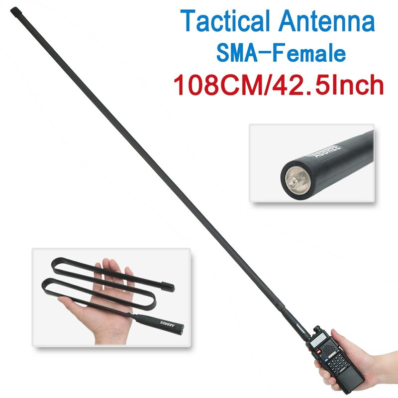 Antena táctica plegable de ABBREE CS SMA hembra 144/430MHz para Baofeng UV 5R UV82 UV 13 PRO BF 888S Quansheng UV K5 Radio