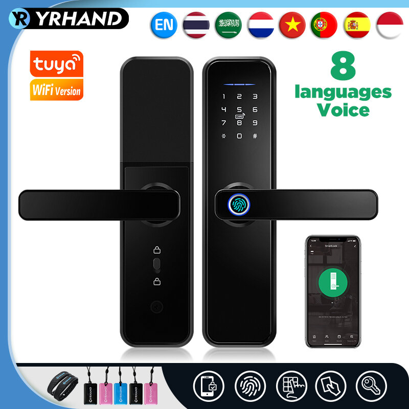 Cerradura – serrure de porte électronique intelligente, étanche, biométrique, avec empreintes digitales, application WiFi, mot de passe, Tuya