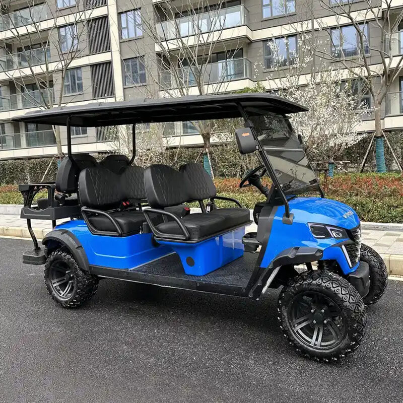 Carro de golfe elétrico com bateria de lítio, pneus off-road, 6 assentos, 40 km/h, 60V, fabricado na China, carrinho de golfe, novo design, 2024