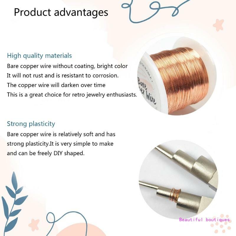 Bendable Copper Wire Beading Wire Cord Tarnish-Resistant DIY Craft Jewelry Making Accessories for Artistic Creations DropShip