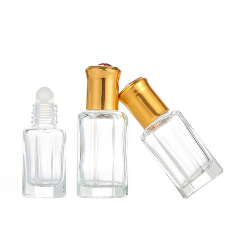 Garrafas de rolo de vidro para óleos essenciais, Garrafas Roll-On para Perfume, Vazio, Recarregável, À Prova de Vazamento, Recipientes de Maquiagem, 3 ml, 6 ml, 9 ml, 12ml