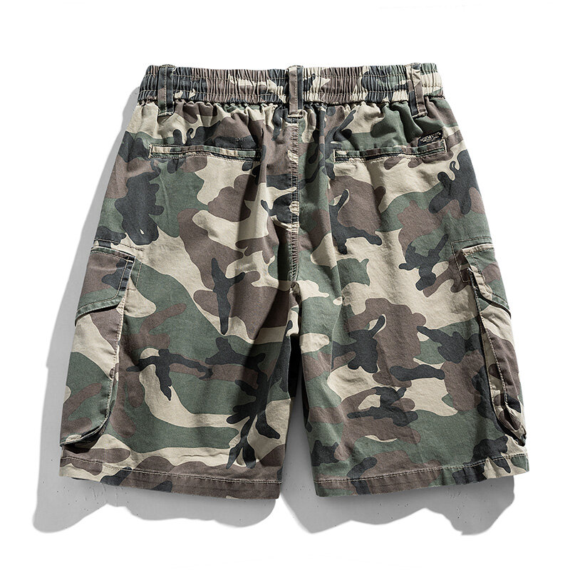 Verão homens carga camuflagem algodão shorts primavera casual multi bolso praia shorts calças masculino basculador dropshipping
