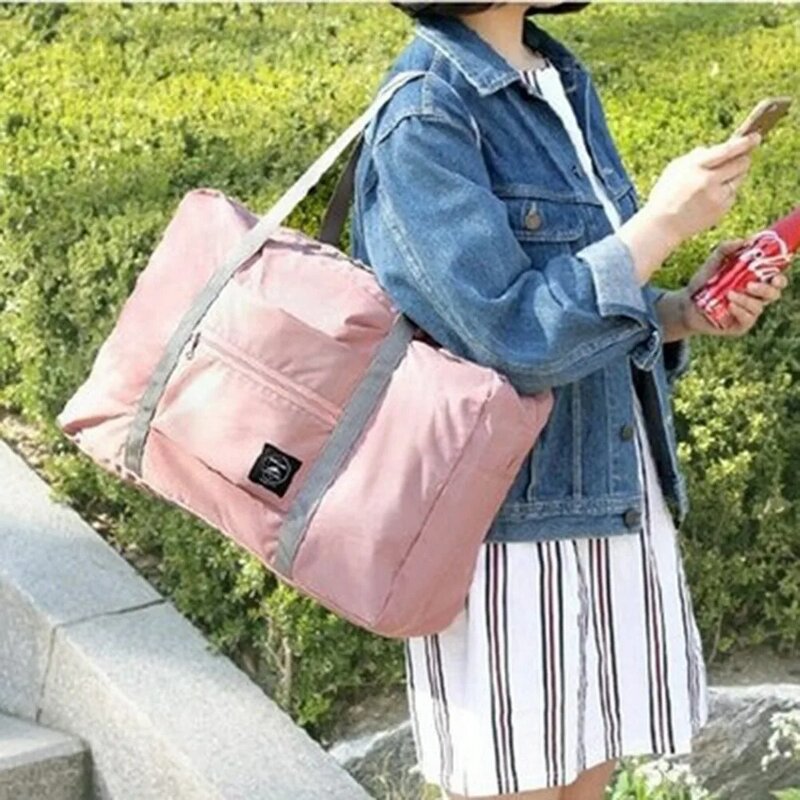Składana torba podróżna wodoodporne tkaniny damskie torby podróżne o dużej pojemności ręczne torby na ramię Duffle przenośne kostki do pakowania