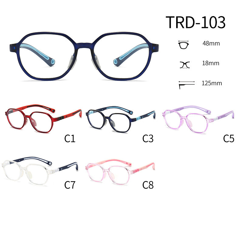 Óculos de luz infantil anti-azul, moldura miopia, óculos TR90