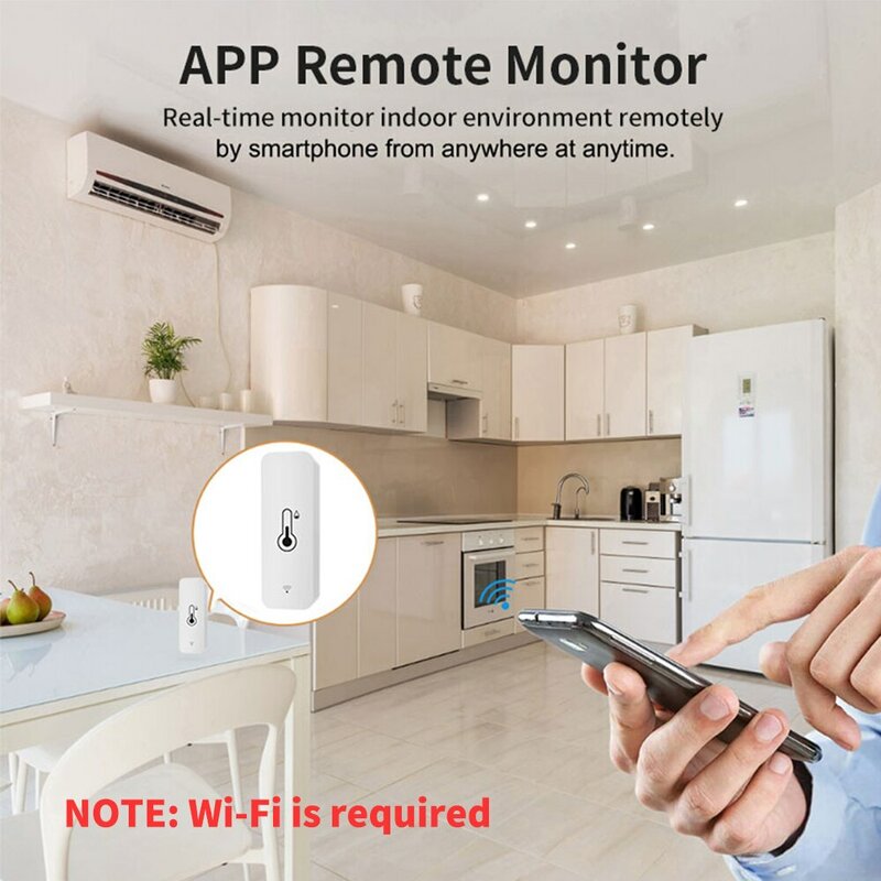 Датчик температуры и влажности Tuya WiFi Удаленный монитор SmartLife для умного дома, работа с Alexa Google Assistant