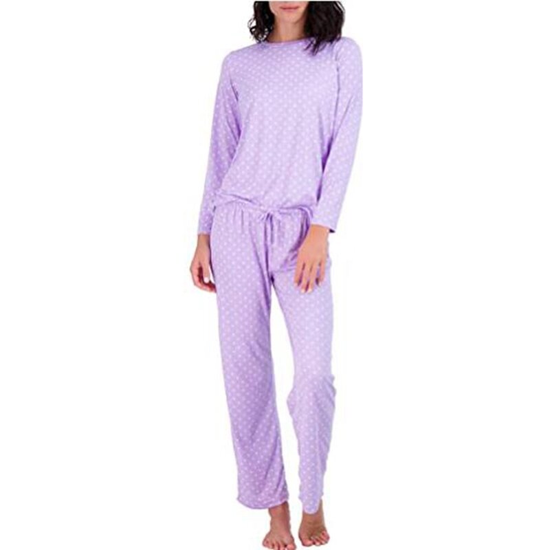 ฤดูใบไม้ผลิฤดูใบไม้ร่วงชุดผู้หญิง Polk Dot พิมพ์ยาวแขนยาวน่ารักชุดนอนชุดนอน Homewear หญิง Pijama