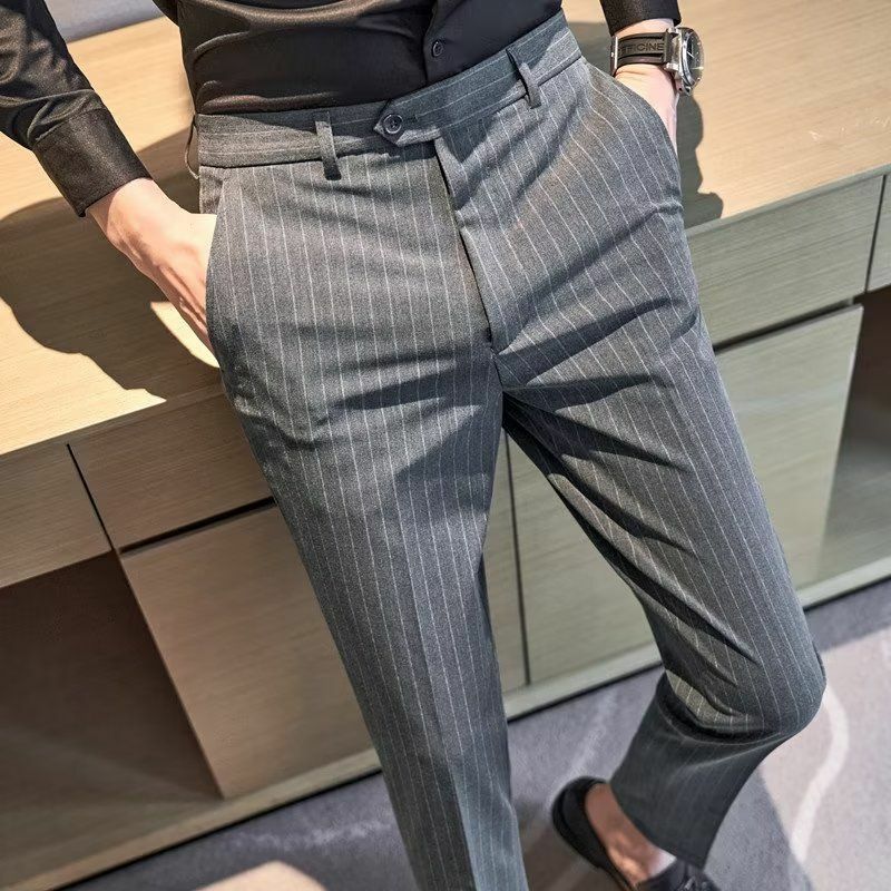 2023 Brand New Suit Pants Male Slim Feet Suit Mens Dress Pants Straight Office Work Male Wedding Social Dress Trousers D166