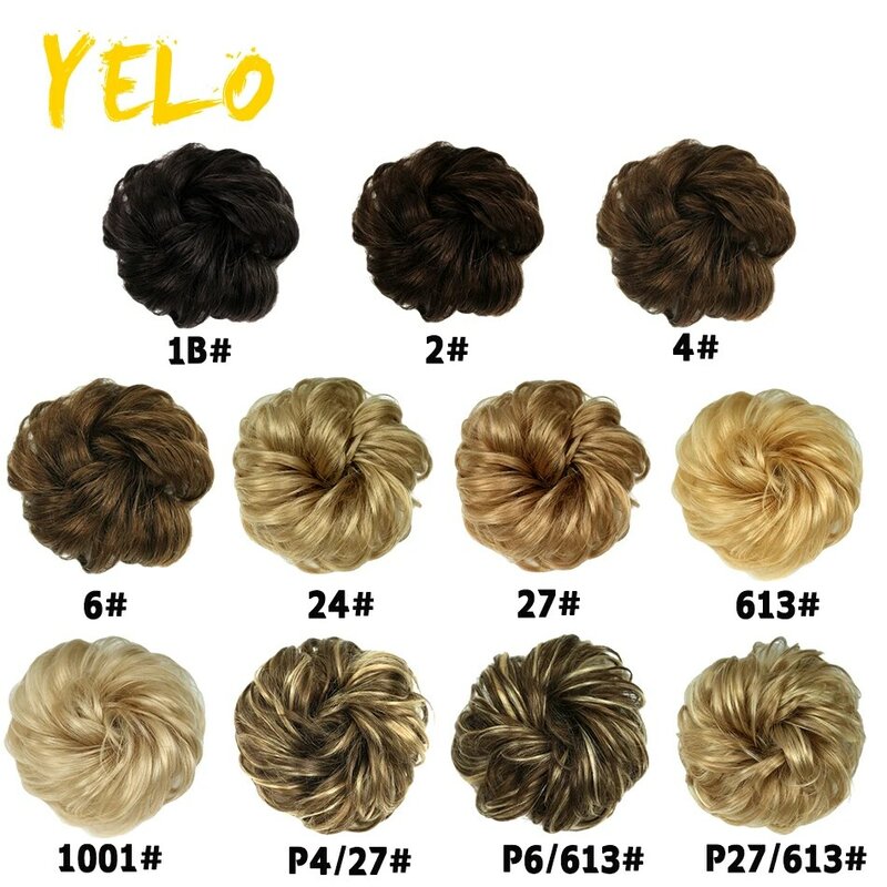 Yelo, разные цвета, пучок волос, удлинители волос, спутанные кудрявые эластичные резинки для волос, шиньон, Пончик, шиньоны для женщин