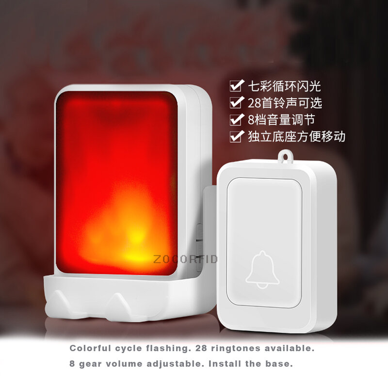Wirless 7 Color Light Flash Changable Music Doorbell Home Wireless Door Chime Deaf Hard
